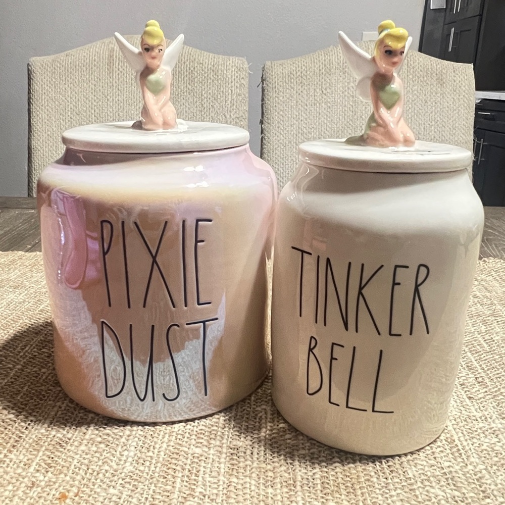 Disney Pink and Cream Fairy Ceramic Jars